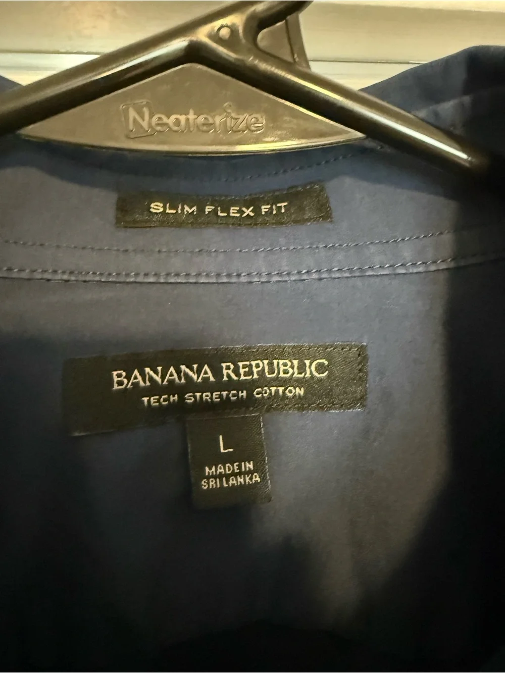 Banana Republic | Tech Stretch Cotton Shirt - Slim Flex Fit - Large - Navy Blue